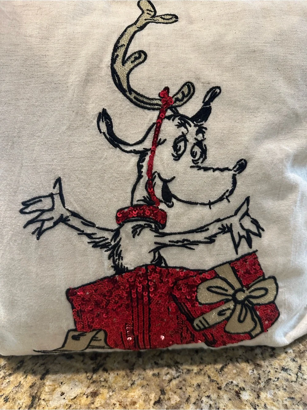 POTTERY BARN TEEN GRINCH MAX SEQUIN PILLOW COVER